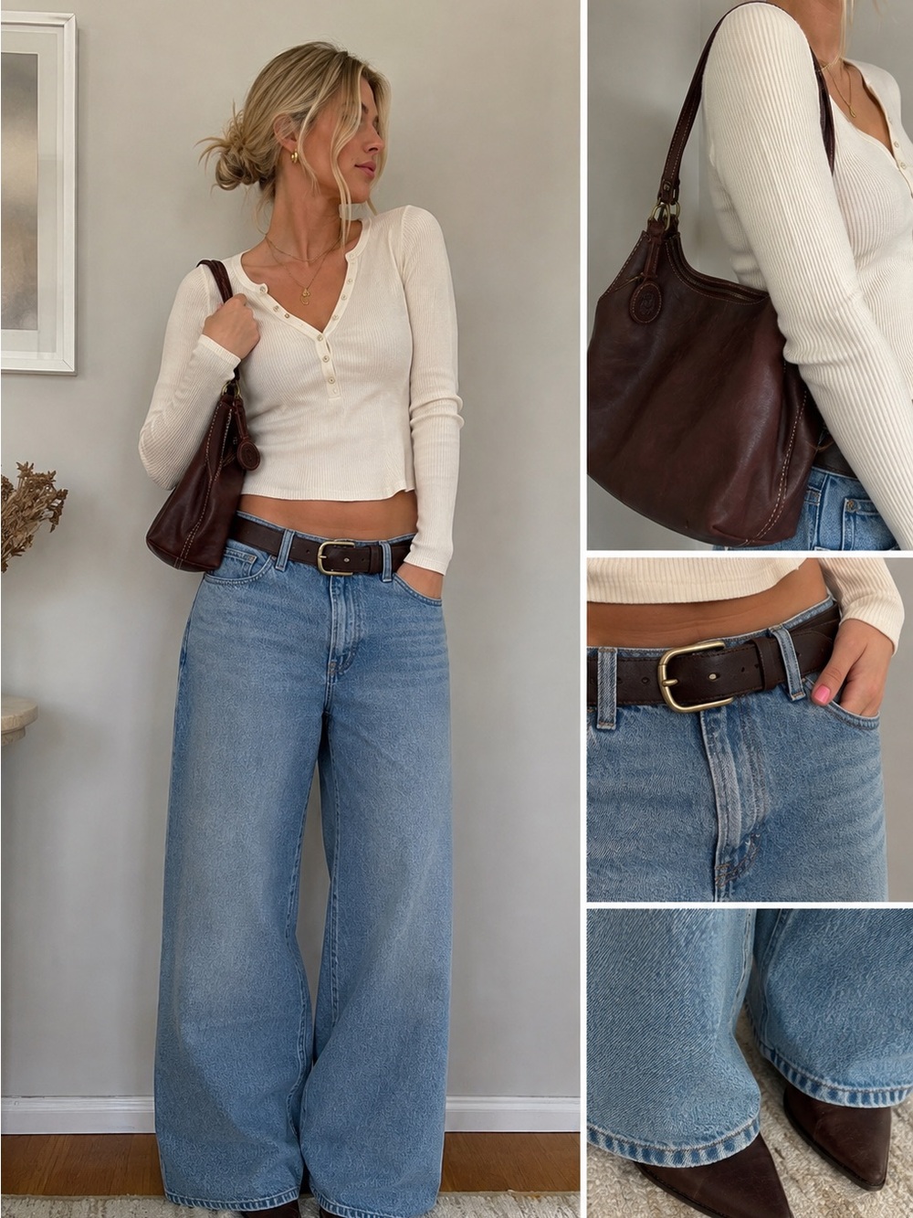 Y2K Roots Leather Shoulder Bag in Dark Burgundy